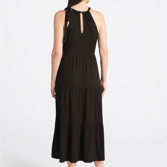 KAILEIGH WHITNEY KNIT TIERED KEYHOLE BACK MIDI DRESS BLACK - S - Picture 2 of 5